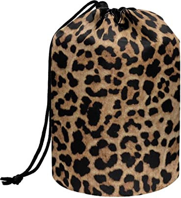 chaqlin Kosmetiktasche mit Kordelzug, für Damen und Mädchen, große Kapazität, Reise-Kordelzug, Kosmetiktasche, Zubehör, leopardenmuster, Einheitsgröße, Kulturbeutel