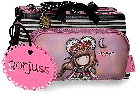 Gorjuss Frida Kosmetiktasche, klein, DREI Fächer, Rosa, 20,5 x 10,5 x 8,5 cm, Kunstleder, Rosa, Talla única, Kleine Kosmetiktasche mit DREI Fächern