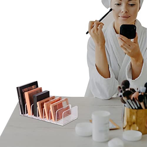 Palette Organizer, Clear Acrylic Desk Organizer For Sorting Mail, 7-Section Divided Makeup Organizer Eyeshadow Cosmetics Storage For Bathroom Vanity Countertop