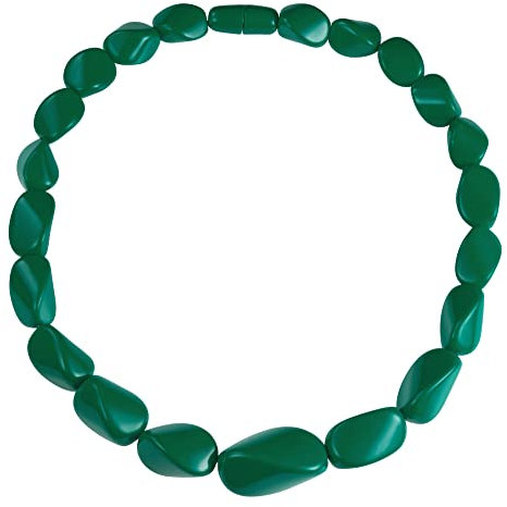 ZAVANA 55 cm Lange Statement-Halskette für Damen, handgefertigte Boho Chunky Halskette für Frauen in Grün, Chunky Kette mit grünen gedrehten Harz-Gliedern, eleganter grüner Bohème-Modeschmuck