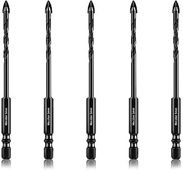 Brocas Porcelanico, Meccion 5mm 5Pcs Broca Azulejos de Carburo de Tungsteno Profesional para Vidrio, Cerámica, Mármol, Granito