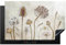 KitchenYeah© Herdabdeckplatte Einteilig Ceranfeld Abdeckplatte für Induktionsschutz Ceranfeldabdeckung Vinyl Herdabdeckplatten Blumen - Aquarell - Braun - Vintage - Pflanzen - 80x52 cm