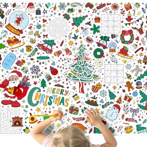 Ucouper Ausmaltischdecke Weihnachten Kinder Beschäftigung 70 X 100 cm Tischdecke zum Ausmalen Mitgebsel Geschenk