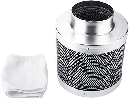 Wifehelper 4-Zoll-Luftkohlefilter, Edelstahl-Kohlefilter, Geruchswäscher für Haus, Werkstatt, Zuchtzelträume, Inline-Rohrventilator, Vorfilter Im Lieferumfang Enthalten