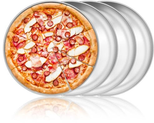 HaWare Lot de 4 plaques à pizza en acier inoxydable (30 cm)
