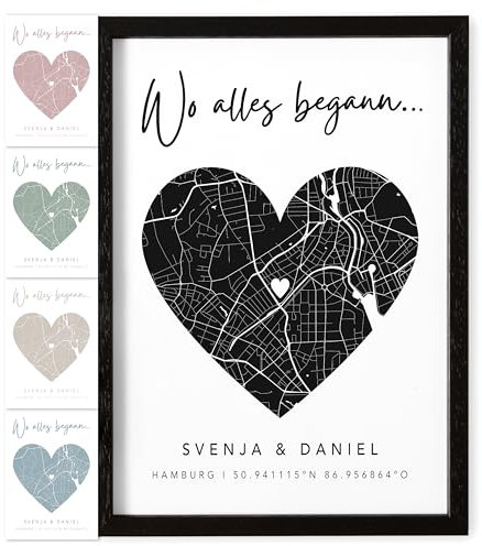 DEL MÀ Unique & Personal Wo alles begann Geschenk personalisiertes Bild mit Koordinaten Poster Kartenposter Wanddeko zum Jahrestag Hochzeitstag (mit oder ohne Rahmen)