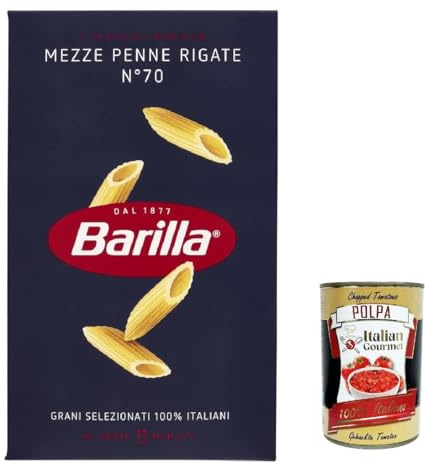 Italian Gourmet Pasta di semola Mezze Penne Rigate Nr. 70 Nudeln 20 x 500g | Hartweizengrieß, trafilata al bronzo, al dente, tenuta in cottura, ideale, Gesamtnettogewicht 10 kg + Kostenlos Polpa 400g
