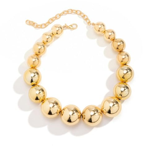 BSLVWG Punk Halskette Große Perlen Kette Choker Halskette Leichte Chunky Oval Kette Übertriebene Halskette Kugel Choker Erklärung Hip Hop Schmuck für Frauen und Mädchen (01)
