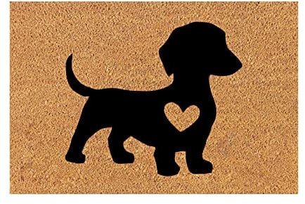 JAXICH Indoor/Outdoor 40 x 60 Cm Doormat Heavy Duty Non-slip Absorbent Entrance Rug Washable Rug Dachshund Dog Mat With Love Print Outside Door Mat