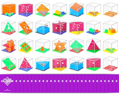 Gontence 28 Pcs Cubi Rompicapo Bambini con 28 Sacchetti Viola - Giochini per Feste di Compleanno Bambini | Bambina Bambino Regalini Compleanno | Regali di giocattoli di Natale | Mini Giochi di Puzzle