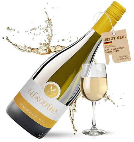 GlüxGefühl Weißwein Trocken - Deutscher Grauburgunder Trocken Bad-Sobernheim - Pinot Grigio White Wine - Hochwertiger & Authentischer Weisswein Trocken - Geschenke für Weinliebhaber - Wein Geschenk
