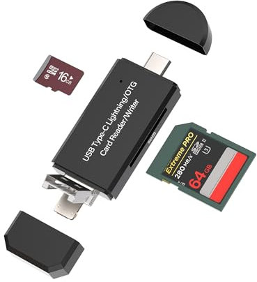 Tipo C Micro USB A Lightning to Lector de Tarjetas SD Micro SD 4 en 1 Adaptador Card Reader USB C Cable para Apple iPhone15 Pro MAX para iPad Macbook Air Conector Compact Flash Memoria Cartao Adapter