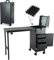 ZhenGuiRu Rolling Manicure Table Foldable Nail Table, Makeup Train Case on Wheels, Travel Makeup Case for Technician Workstation Salon, Nail Makeup Organizer with LED Mirror 4 Drawers TSA Lock