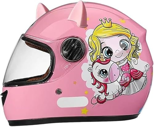 Casco integral de moto para niños, casco scooter homologado ECE con visera solar y bufanda extraíble, casco scooter para niños y niñas de 3 a 12 años B,48-55CM