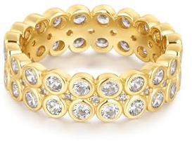 ANIA HAIE Damen Ring CHIC Creator Double Row Bezel aus 925 Sterling Silber, besetzt mit 60 Zirkonia, inkl. Geschenkverpackung