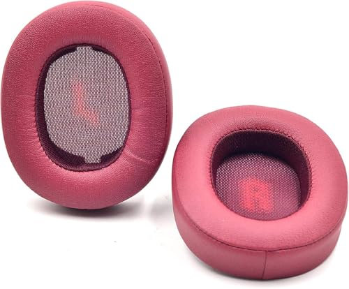 E55BT - Cuscinetti auricolari di ricambio compatibili con JBL E55BT E55 (E55 BT), cuffie over-ear senza fili, in pelle proteica, isolamento acustico, in memory foam (rosso)