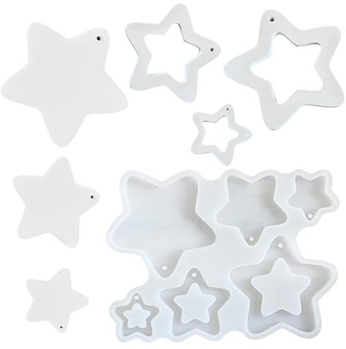 Mritrit Silikonformen Gießformen Stern, Silikonform Sterne Anhänger Klein Stern Gießform für Weihnachten Geburtstag Hochzeit Kuchen Dekoration Handwerk