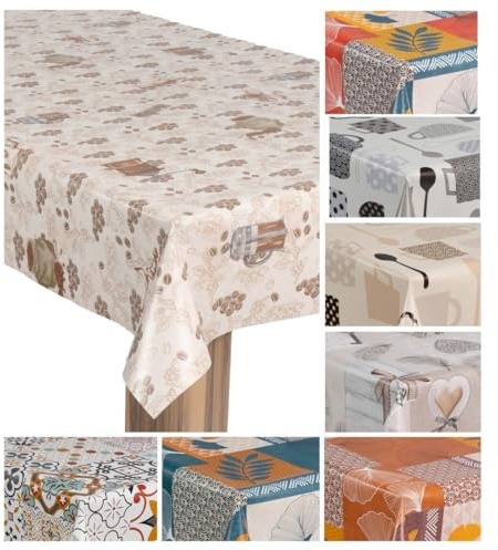 laro Wachstuch-Tischdecke Wachstischdecke Gartentischdecke, Muster:Kaffee Mahlmühle Braun, Größe:140x140