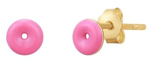 Glanzstücke München Damen Ohrstecker aus 925/- Sterling Silber gelbvergoldet 14 Karat mit Emaille pink Donut