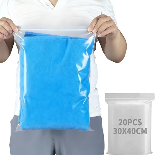 HIGA-JKL plastiktüten 20 Stück Zip Beutel 30x40cm Aufbewahrungsbeutel Wiederverschließbare Plastikbeutel erdickung Haltbar, Anwendbar Bastelbedarf, Kleideraufbewahrung（Keine Löcher）
