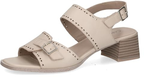 Caprice Damen Sandale mit Absatz aus Leder, Weiß (OFFWHITE NAPPA), 36