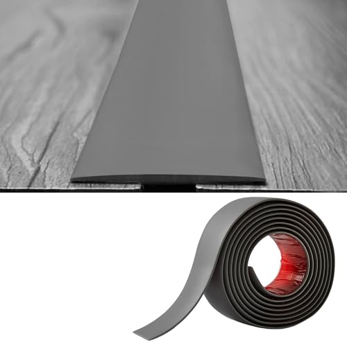 PVC Floor Transition Strip-2mm Thick×5cm Wide,Laminate Floor Cover Strips Self Adhesive Door Bar Divider Strip Flat Flooring Edge Joining Trim(2M,Dark Grey)