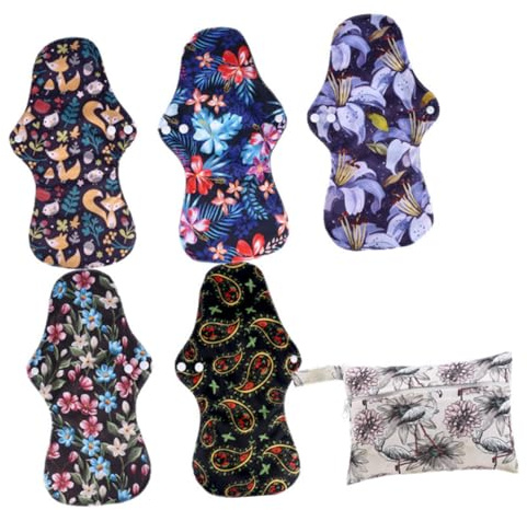 Anneome 6 Stück Waschbare Damenbinden Bambuskohle Menstruationsbinden Mit Flügeln Super Saugfähig Atmungsaktiv Wiederverwendbar Inkl Aufbewahrungstasche Für Menstruation Und Wochenbett