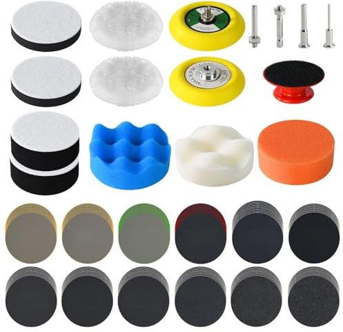 JoulWave 136PCS 3 Inch Wet/Dry Sanding Disc & Polishing Kit, 60-10000 Grit Silicon Carbide Hook & Loop Pads with Hand Pad for Drill or Manual Use, Headlight Restoration, Wood, Metal, Glass & Resin