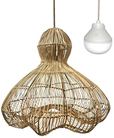 Lumisky RONDA NOMAD Hängeleuchte aus natürlichem Rattan im Boho-Stil, mit weißem, RGB-LED Leuchtmittel