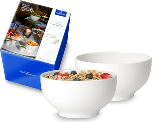 Villeroy & Boch - For Me Müslischale 12-teilig Weiß, Spülmaschinenfest, Mikrowellensicher, Kleine Schüsseln für 12 Personen, Schälchen, Bol für Müsli, Snacks oder Dips, Schale, Premium Porzellan