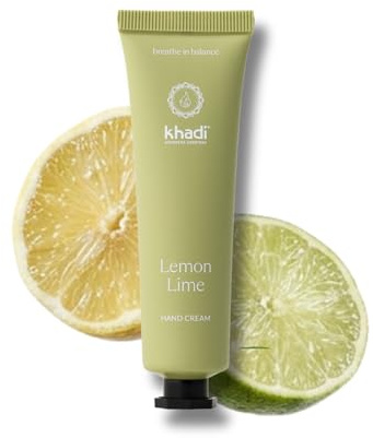 khadi Lemon Lime Handcreme Reisegröße, schnell einziehend, 30 ml | Mit Limette, Sheabutter, Bienenwachs & Ayurveda-Extrakten; nicht fettend, schützt & pflegt, 100% zertifizierte Naturkosmetik