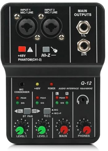 Bosiyrggrl Carte Son Professionnelle de Mixage Audio avec Moniteur, Guitare Électrique, Enregistrement en Direct pour Studio, Chant, Ordinateur, PC