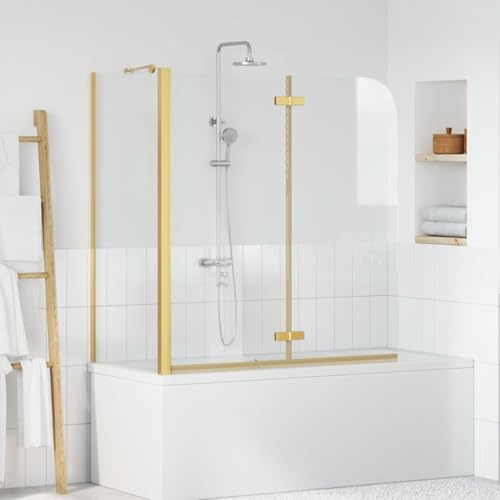 Ziaphsol Paroi de douche dorée - 120 x 68 x 130 cm - Verre de sécurité - Aluminium - Protection anti-éclaboussures pour baignoire, paroi de douche - Paroi coulissante - Porte pliante rotative pour