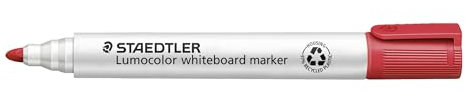 STAEDTLER Whiteboard Marker Lumocolor, rot, trocken und rückstandsfrei abwischbar, Rundspitze ca. 2 mm Linienbreite, hohe Qualität Made in Germany, 10 rote Marker, 351-2