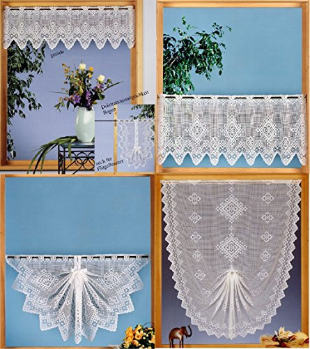 Gardine Scheibengardine Landhaus Karo Jacquard HxB 120x78 cm in weiß Shabby Chic - Deko Schwalbenschwanz mit Satinband - Vorhang in geprüfter Qualität - Ökotex …auspacken, aufhängen, fertig! Typ232