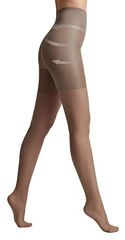 Conte Women's Nude Body Shaping Sheer Compression Pantyhose Tights - Control - brown - Medium