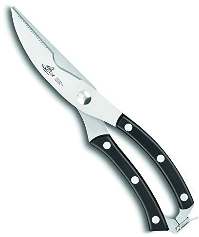 Sabatier International - Sécateur à volailles Pluton lames en acier inox, double manche POM noir avec loquet de sécurité