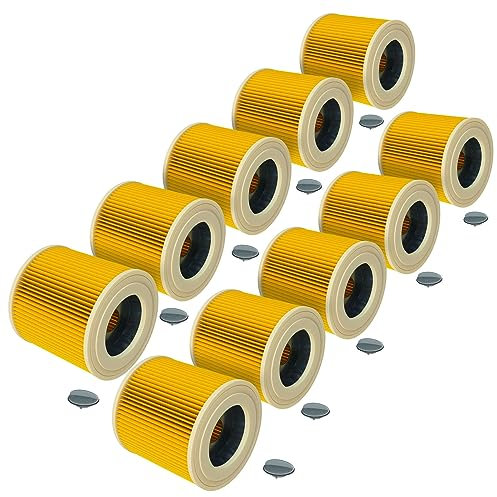 vhbw 10x Filtro plisado compatible con Dewalt D27902, D27900, D27902M, D27901 aspiradora - amarillo