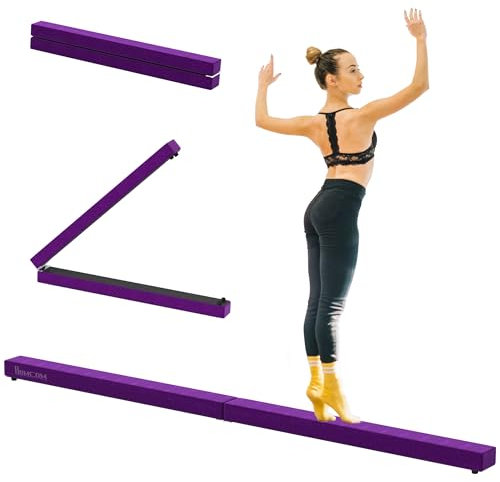 HOMCOM 2.4M 8FT Gymnastics Folding Balance Beam Home Gym Training Exercise Sports - Purple