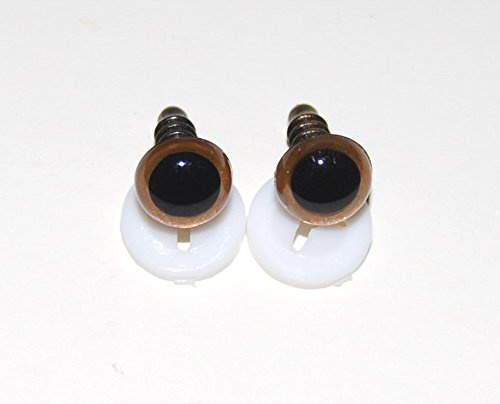 celloexpress Safety Eyes for Soft Toy or Teddy Bear Making - 18mm GLASS LIKE Light Brown Eyes with Plastic Backs - Pack of 1 Pair