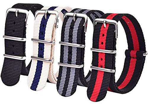 Ritche 16 mm 18 mm 20 mm 22 mm 24 mm NATO Uhrenarmbänder aus Nylon für Herren und Damen, Herren, Black+Black Grey+Black Red+Linen Navy, 22mm