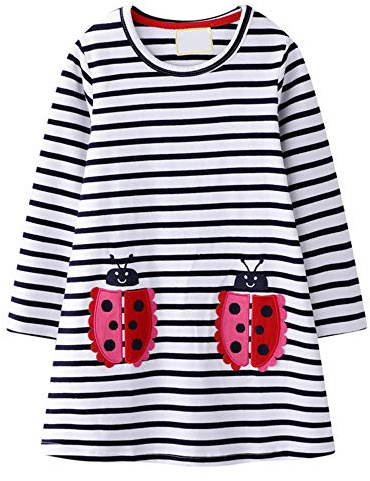 VIKITA Mädchen Kleider Streifen Langarm Baumwolle Herbst Winter T-Shirt Kleid Gr. 80-128