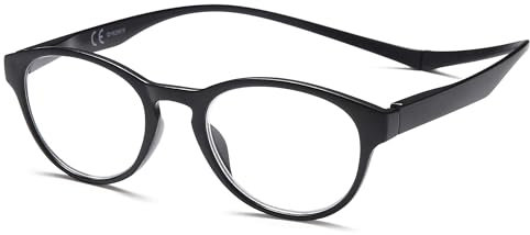 NEW VISION Lesebrille mit Magnetverschluss, Lesebrillen, Bequem Magnetverschluss, Reading Glasses NV3312, Lesehilfe für Damen Herren (Schwarz, 2, x)