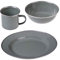 Trollingshop Camping-Geschirr-Set 3-TLG. aus Emaille, grau