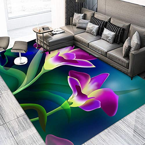 YQZS Teppich Schlafzimmer Teppich Orientteppich Karikatur lila Blumen Teppich farbecht Pflegeleicht,,100X200cm(39X79inch)