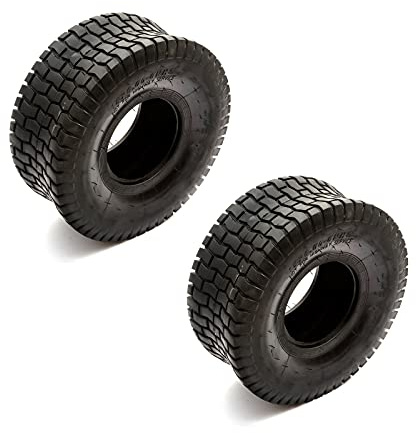 Pack Of 2 Tyres Size 15x6.00-6 Ride On Lawnmower Fits 6'' Rim Compatible Replacement With Chevron Turf Tread 4 Ply Max Load 210 kg