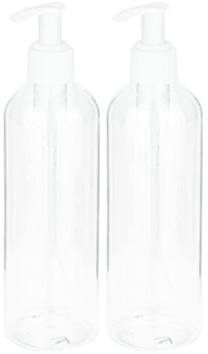 Botellas de PET con bomba, juego de botellas de plástico vacías transparentes, botellas recargables sin BPA con dispensador de bomba, Transparent, 2x 500ml