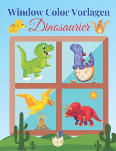 Window Color Vorlagen Dinosaurier: Über 42 liebevoll gestaltete und abwechslungsreiche dinosaurier motiven für Kinder ab 5 Jahren | Malen Schablonen ... | Wiederverwendbar! Window Color Vorlagen