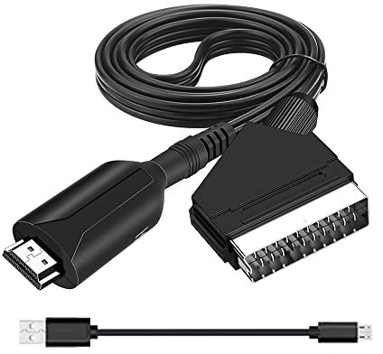 iHaospace Convertisseur Péritel vers HDMI, Adaptateur Tout-en-Un, convertisseur vidéo Audio HD 1080P pour TVHD STB VHS Xbox PS3 Sky DVD Blu-Ray,Scart Converter
