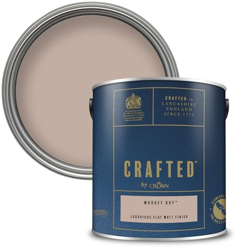 Crown CRAFTED Market Day Matt Emulsion Beige Paint 2.5L | Warm Neutral velvety flat matt finish for interior walls, ceilings & wood. Soft to touch, hides imperfections, low VOC